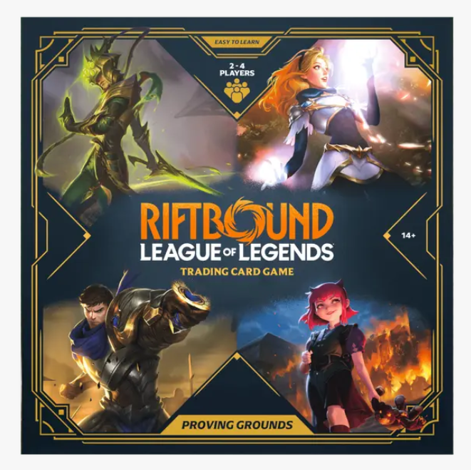 Caja Riftbound Proving Grounds en inglés.