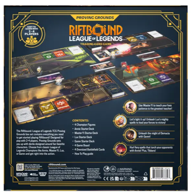 Caja Riftbound Proving Grounds en inglés.